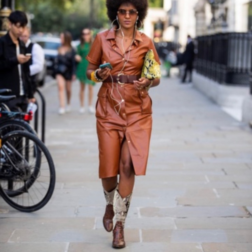 Zara Faux Leather Midi dress